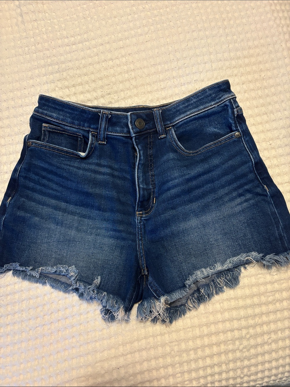 LC Lauren Conrad Dark Blue Frayed Hem Denim Shorts